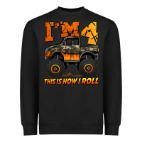 Black i'm four this is how i roll monster truck birthday Heavyweight Sweatshirt - Jasminsmagicworld