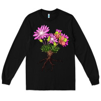 Black Bitterroot Flower Illustrations Long Sleeve Tee - LillyAllenDesigns