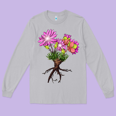 Bitterroot Flower Illustrations Long Sleeve Tee Designed By Lillyallendesigns