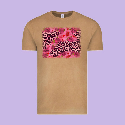Valentine's Day Roses Leopard Background Vintage Tee Designed By Jahusdesignshop
