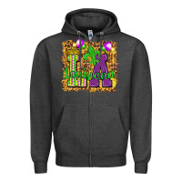 Charcoal Heather Louisiana leopard with balloons Zipper Hoodie - HowdyJamesFarm
