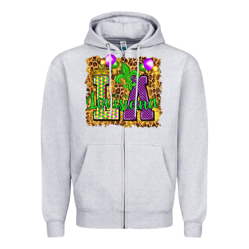 Louisiana Leopard With Balloons Zipper Hoodie by HowdyJamesFarm | Teevron