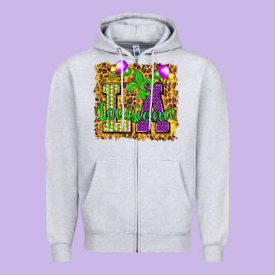 Louisiana Leopard With Balloons Zipper Hoodie Designed By Howdyjamesfarm