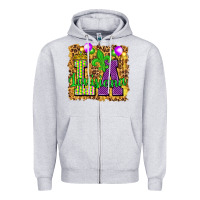 Heather Grey Louisiana leopard with balloons Zipper Hoodie - HowdyJamesFarm