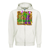 Oatmeal Heather Louisiana leopard with balloons Zipper Hoodie - HowdyJamesFarm