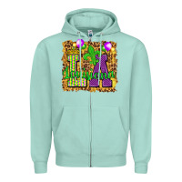 Seafoam Louisiana leopard with balloons Zipper Hoodie - HowdyJamesFarm