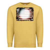 Antique Gold American Flag Cowhide Leopard Bleach Effect Premium Sweatshirt - CowCowDesign