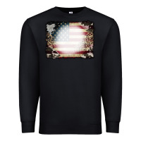 Black American Flag Cowhide Leopard Bleach Effect Premium Sweatshirt - CowCowDesign