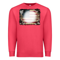 Cardinal American Flag Cowhide Leopard Bleach Effect Premium Sweatshirt - CowCowDesign