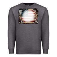 Charcoal Heather American Flag Cowhide Leopard Bleach Effect Premium Sweatshirt - CowCowDesign