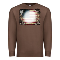 Chestnut American Flag Cowhide Leopard Bleach Effect Premium Sweatshirt - CowCowDesign