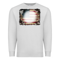 Dove Grey American Flag Cowhide Leopard Bleach Effect Premium Sweatshirt - CowCowDesign