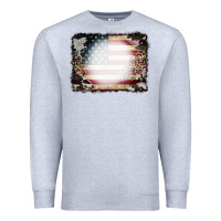 Heather Grey American Flag Cowhide Leopard Bleach Effect Premium Sweatshirt - CowCowDesign
