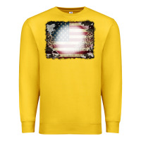 Lemon American Flag Cowhide Leopard Bleach Effect Premium Sweatshirt - CowCowDesign