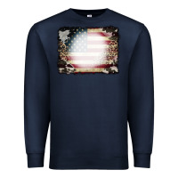 Navy American Flag Cowhide Leopard Bleach Effect Premium Sweatshirt - CowCowDesign