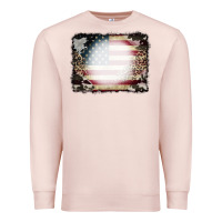 Pale Pink American Flag Cowhide Leopard Bleach Effect Premium Sweatshirt - CowCowDesign
