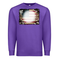 Purple American Flag Cowhide Leopard Bleach Effect Premium Sweatshirt - CowCowDesign