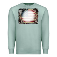 Seafoam American Flag Cowhide Leopard Bleach Effect Premium Sweatshirt - CowCowDesign
