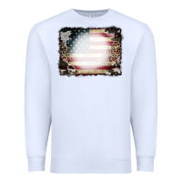 White American Flag Cowhide Leopard Bleach Effect Premium Sweatshirt - CowCowDesign