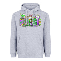 Heather Grey mardi gras nurse Heavyweight Hoodie - OliviaCreatesArt
