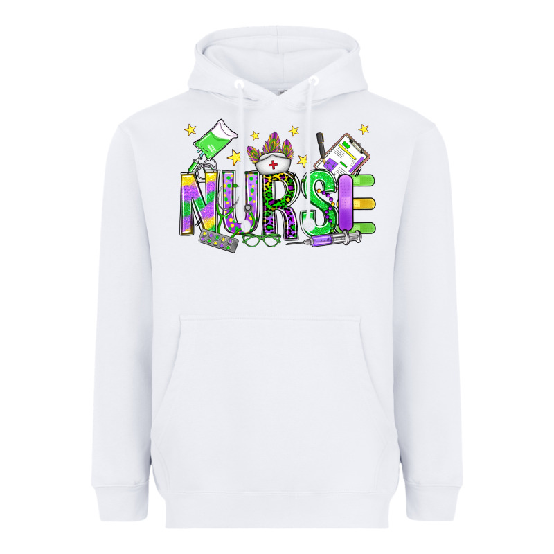 Mardi Gras Nurse Heavyweight Hoodie by OliviaCreatesArt | Teevron