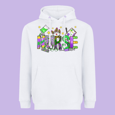 Mardi Gras Nurse Heavyweight Hoodie Designed By Oliviacreatesart
