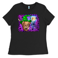 Black highland cow halloween Ladies Tee - JahusDesignShop