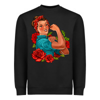 Black hispanic strong woman with roses Heavyweight Sweatshirt - Jasminsmagicworld