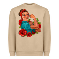 Mushroom hispanic strong woman with roses Heavyweight Sweatshirt - Jasminsmagicworld