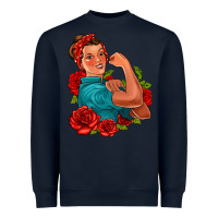 Navy hispanic strong woman with roses Heavyweight Sweatshirt - Jasminsmagicworld