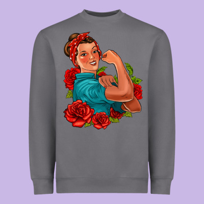 Hispanic Strong Woman With Roses Heavyweight Sweatshirt Designed By Jasminsmagicworld