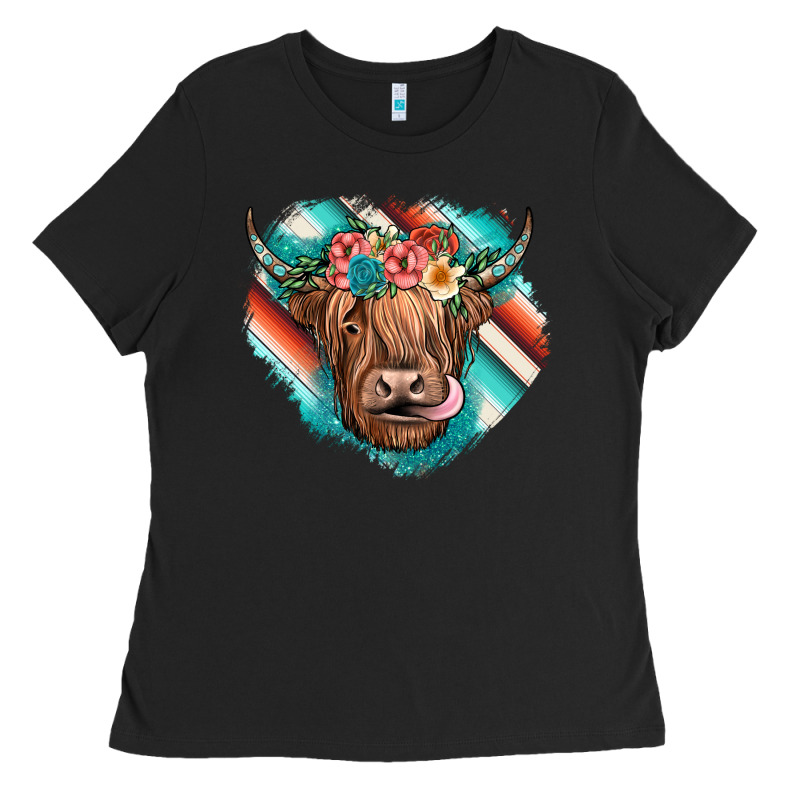 Highland Cow Serape Ladies Tee by JahusDesignShop | Teevron