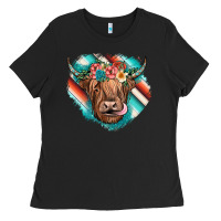 Black highland cow serape Ladies Tee - JahusDesignShop