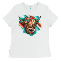 White highland cow serape Ladies Tee - JahusDesignShop