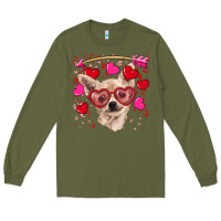 Army Green valentine's day  chihuahua Long Sleeve Tee - RanaPortraitStore