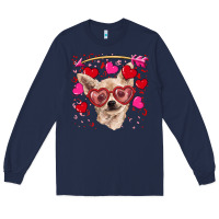 Navy valentine's day  chihuahua Long Sleeve Tee - RanaPortraitStore