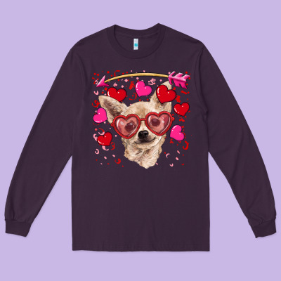 Valentine's Day  Chihuahua Long Sleeve Tee Designed By Ranaportraitstore