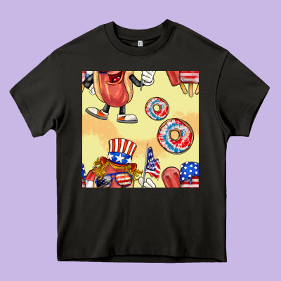 Patriotic Hotdog Ice Cream Donat Heavy Core Tee Designed By Bundleandbundleshop
