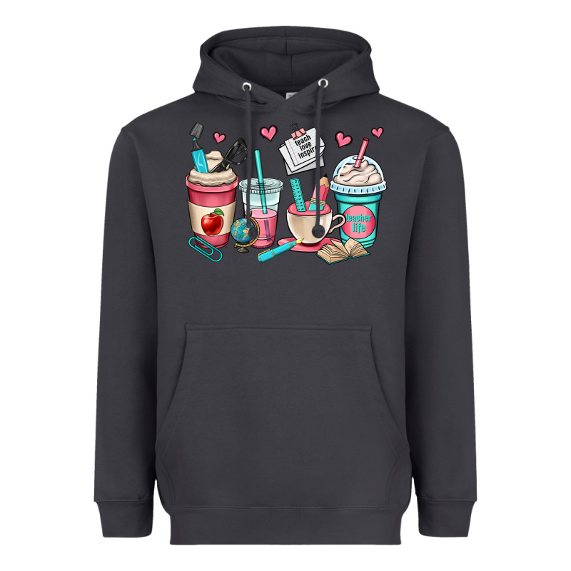 Teacher Coffee Cups Heavyweight Hoodie by OliviaCreatesArt | Teevron