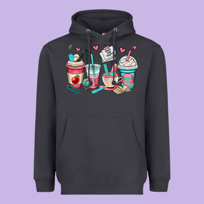 Teacher Coffee Cups Heavyweight Hoodie Designed By Oliviacreatesart
