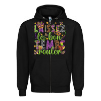 Black Loissez les bon temps rouler Zipper Hoodie - HowdyJamesFarm