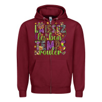 Burgundy Loissez les bon temps rouler Zipper Hoodie - HowdyJamesFarm
