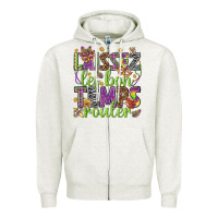 Oatmeal Heather Loissez les bon temps rouler Zipper Hoodie - HowdyJamesFarm