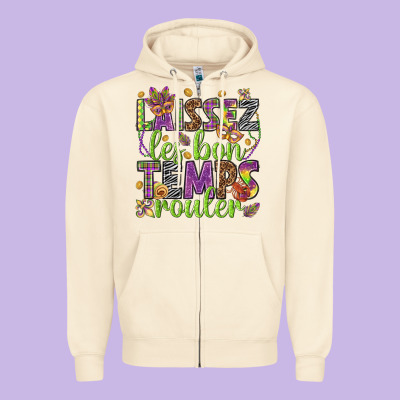 Loissez Les Bon Temps Rouler Zipper Hoodie Designed By Howdyjamesfarm