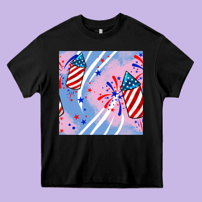 Patriotic Fireworks Heavy Core Tee Designed By Bundleandbundleshop