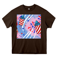 Chocolate Brown patriotic fireworks Heavy Core Tee - BundleAndBundleShop