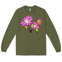 Army Green Bitterroot Flower Illustrations Long Sleeve Tee - LillyAllenDesigns