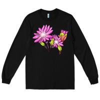 Black Bitterroot Flower Illustrations Long Sleeve Tee - LillyAllenDesigns