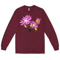 Burgundy Bitterroot Flower Illustrations Long Sleeve Tee - LillyAllenDesigns