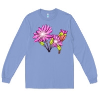 Colony Blue Bitterroot Flower Illustrations Long Sleeve Tee - LillyAllenDesigns